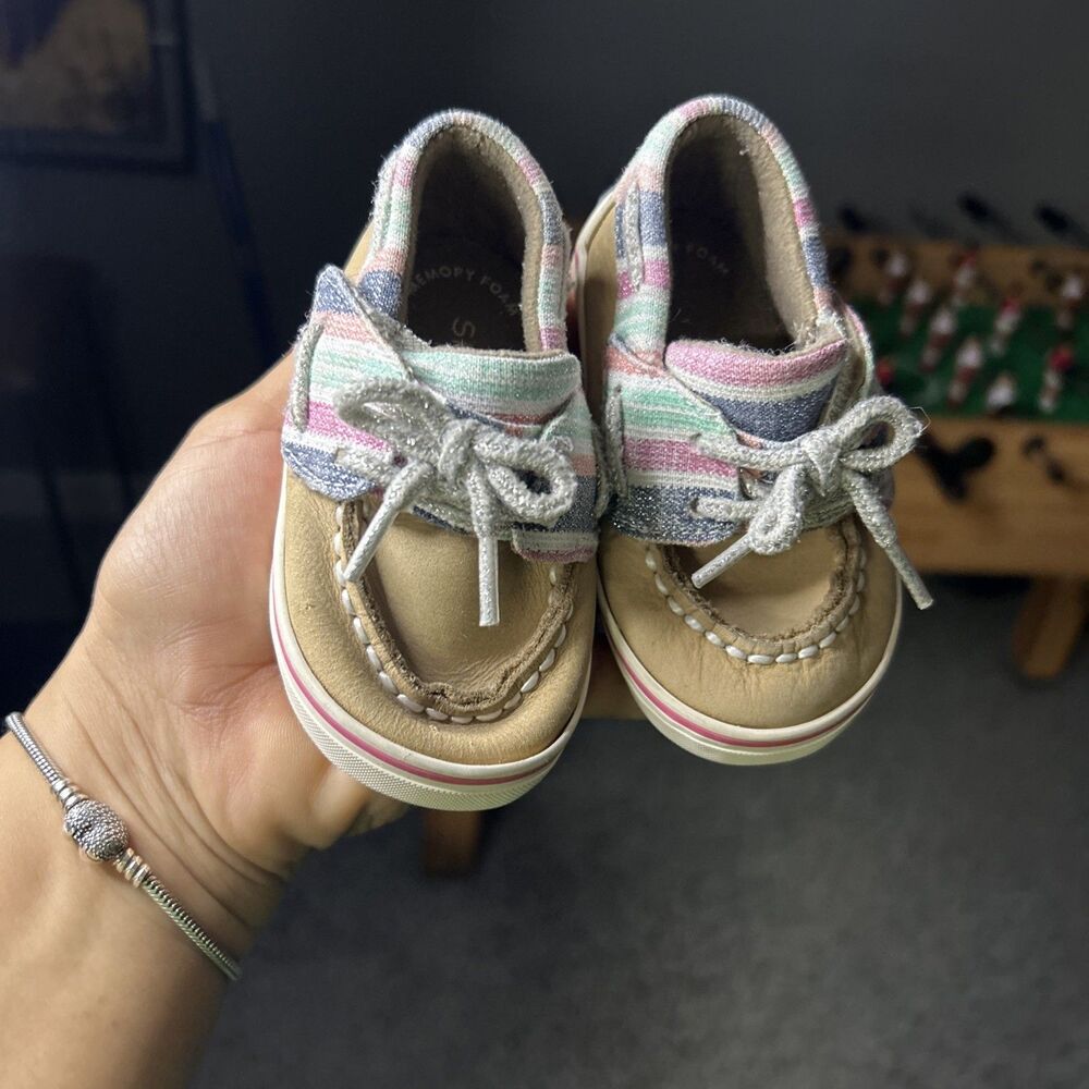 Sperry Top-Sider Baby 3M Girls Boat Shoes Pink Stripe Nautical Casual